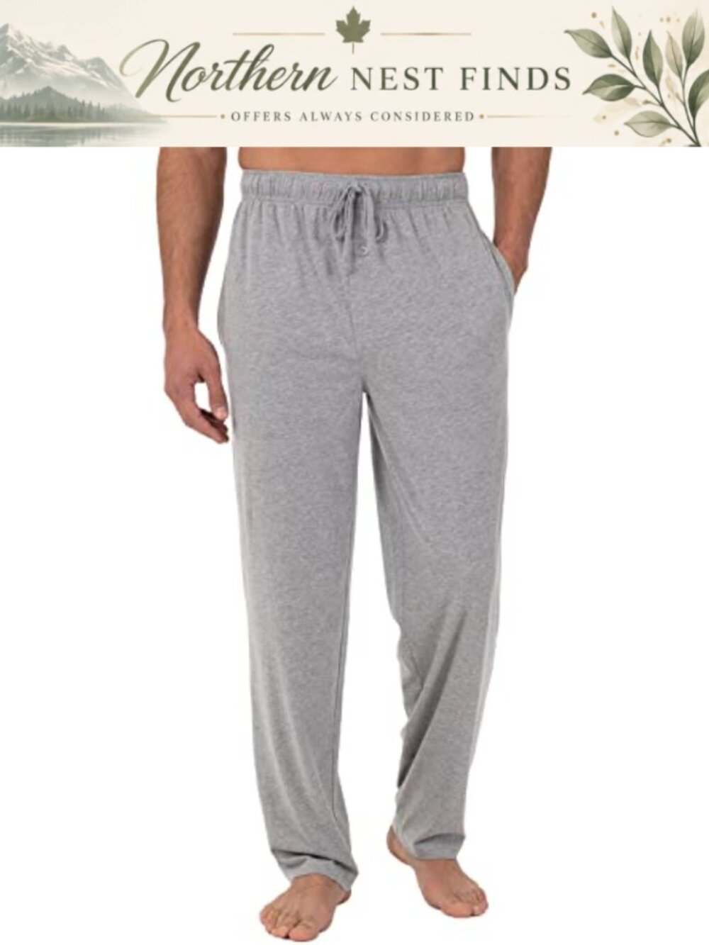 Jersey Knit Sleep Lounge Pajama Pants Relaxed Drawstring Elastic Waist